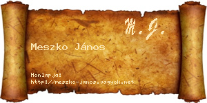 Meszko János névjegykártya